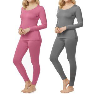 Women’s Microfiber Thermal Underwear Set 2 Pack – Warm Long Johns Top & Bottom